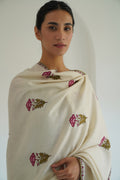 Kashmir Loom Zaza Allover Buti Hand Embroidered Cashmere Shawl Ivory