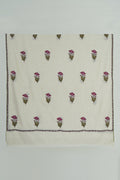 Kashmir Loom Zaza Allover Buti Hand Embroidered Cashmere Shawl Ivory