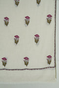 Kashmir Loom Zaza Allover Buti Hand Embroidered Cashmere Shawl Ivory