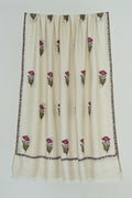 Kashmir Loom Zaza Allover Buti Hand Embroidered Cashmere Shawl Ivory