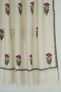 Kashmir Loom Zaza Allover Buti Hand Embroidered Cashmere Shawl Ivory