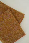 Kashmir Loom Sozni Jaaldar Hand Embroidered Cashmere Shawl Green Gold