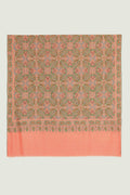 Sozni Jamawar Hand Embroidered Pashmina Shawl Coral