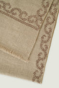 Kashmir Loom Inaya Borderdar Hand Embroidered Pashmina Stole Natural