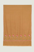 Kashmir Loom Heera Palledar Hand Embroidered Pashmina Stole Tobacco