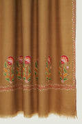 Kashmir Loom Heera Palledar Hand Embroidered Pashmina Stole Tobacco