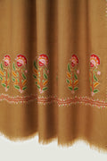 Kashmir Loom Heera Palledar Hand Embroidered Pashmina Stole Tobacco