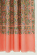 Kashmir Loom Sozni Jamawar Hand Embroidered Pashmina Shawl Coral