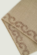 Kashmir Loom Inaya Borderdar Hand Embroidered Pashmina Stole Natural