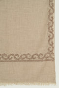 Kashmir Loom Inaya Borderdar Hand Embroidered Pashmina Stole Natural