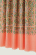 Kashmir Loom Sozni Jamawar Hand Embroidered Pashmina Shawl Coral