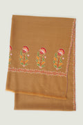 Kashmir Loom Heera Palledar Hand Embroidered Pashmina Stole Tobacco