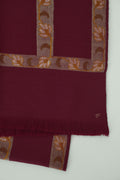 Kashmir Loom Kani Abdar Hand Woven Cashmere Scarf Maroon