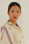 Kashmir Loom Sozni Viyana Hashiya Buti Hand Embroidered Pashmina Shawl Ivory