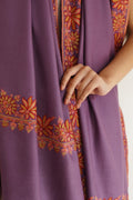 Kashmir Loom Sozni Borderdar Hand Embroidered Pashmina Shawl Mauve