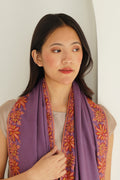 Kashmir Loom Sozni Borderdar Hand Embroidered Pashmina Shawl Mauve