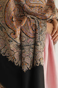 Kashmir Loom Sozni Resham Jamawar Hand Embroidered Pashmina Shawl Black
