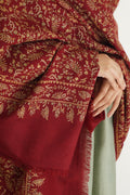 Kashmir Loom Sozni Jaaldar Hand Embroidered Pashmina Shawl Red