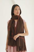 Kashmir Loom Sozni Zarina Hashiya Corner Buti Hand Embroidered Pashmina Shawl Wood