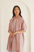 Kahsmir Loom Sozni Viyana Hashiya Buti Hand Embroidered Pashmina Shawl Blush