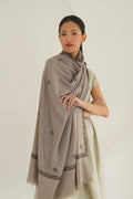 Kashmir Loom Sozni Viyana Hashiya Buti Hand Embroidered Pashmina Shawl Natural