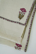 Kashmir Loom Zaza Allover Buti Hand Embroidered Cashmere Shawl Ivory