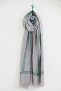 Kashmir Loom Sozni Golband Hashiya Hand Embroidered Pashmina Stole Cool Grey