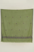 Kashmir Loom Sozni Fardauz Hand Embroidered Pashmina Shawl Peridot
