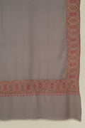 Kashmir Loom Sozni Kalandor Hand Embroidered Oversize Pashmina Shawl Silver Grey