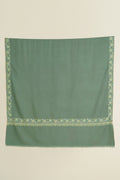 Kashmir Loom Sozni Borderdar Hand Embroidered Pashmina Shawl Viridian Green
