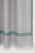 Kashmir Loom Sozni Golband Hashiya Hand Embroidered Pashmina Stole Cool Grey
