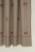 Kashmir Loom Sozni Sumaya Butidar Hand Embroidered Pashmina Shawl Natural