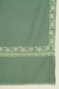 Kashmir Loom Sozni Borderdar Hand Embroidered Pashmina Shawl Viridian Green
