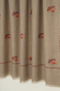 Kashmir Loom Sozni Sumaya Butidar Hand Embroidered Pashmina Shawl Natural