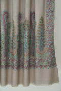 Sozni Nishar Palledar Hand Embroidered Oversize Pashmina Shawl Ash