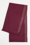 Sozni Edge Bail Hand Embroidered Pashmina Shawl Cabernet