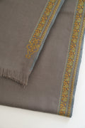 Kashmir Loom Sozni Edge Bail Hand Embroidered Pashmina Shawl Pebble
