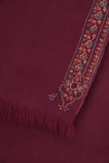Sozni Edge Bail Hand Embroidered Pashmina Shawl Cabernet