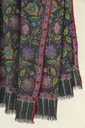 Kashmir Loom Kani Gul Jama Hand Woven Pashmina Shawl Charcoal