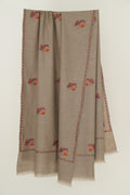 Kashmir Loom Sozni Sumaya Butidar Hand Embroidered Pashmina Shawl Natural