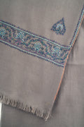 Kashmir Loom Sozni Nazlidor Butidar Hand Embroidered Pashmina Shawl Pebble