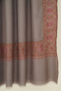 Kashmir Loom Sozni Kalandor Hand Embroidered Oversize Pashmina Shawl Silver Grey