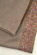 Sozni Dordar Hand Embroidered Pashmina Shawl Natural Mehandi