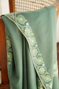 Kashmir Loom Sozni Borderdar Hand Embroidered Pashmina Shawl Viridian Green