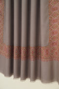 Kashmir Loom Sozni Kalandor Hand Embroidered Oversize Pashmina Shawl Silver Grey
