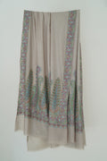 Sozni Nishar Palledar Hand Embroidered Oversize Pashmina Shawl Ash