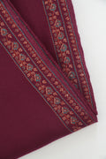 Sozni Edge Bail Hand Embroidered Pashmina Shawl Cabernet
