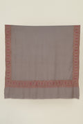 Kashmir Loom Sozni Kalandor Hand Embroidered Oversize Pashmina Shawl Silver Grey