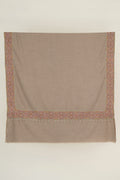 Sozni Dordar Hand Embroidered Pashmina Shawl Natural Mehandi