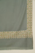 Kashmir Loom Sozni Dordar Hand Embroidered Pashmina Shawl Green Smoke